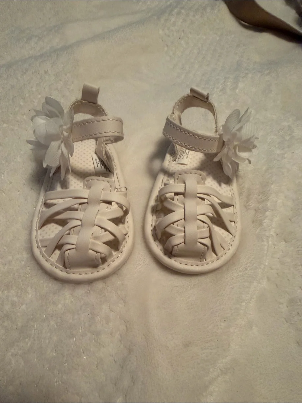 White Baby Girls Floral Strap Sandals